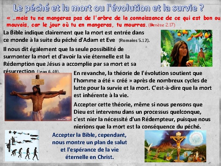 Le péché et la mort ou l'évolution et la survie ? « …mais tu