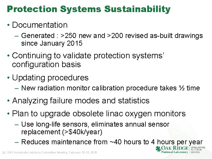 Protection Systems Sustainability • Documentation – Generated : >250 new and >200 revised as-built