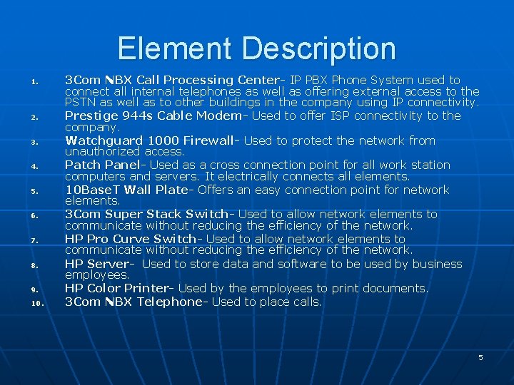 Element Description 1. 2. 3. 4. 5. 6. 7. 8. 9. 10. 3 Com Element Description 1. 2. 3. 4. 5. 6. 7. 8. 9. 10. 3 Com