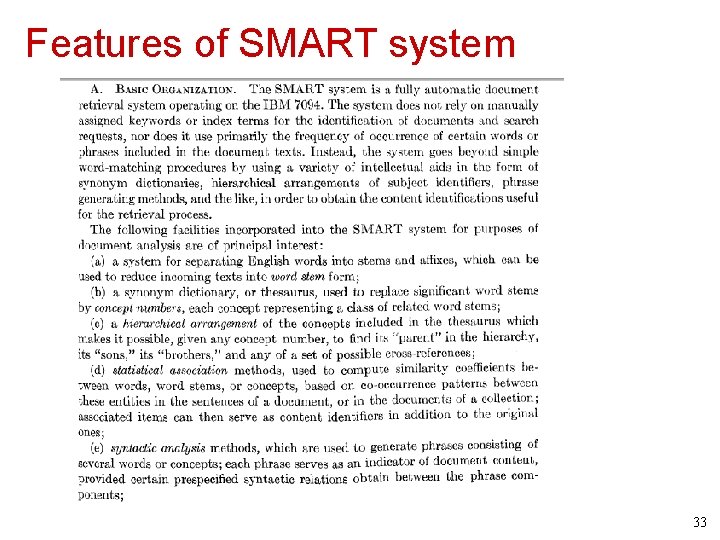 Features of SMART system 33 