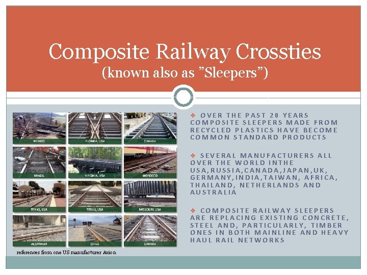 Composite Railway Crossties (known also as ”Sleepers”) v OVER THE PAST 20 YEARS COMPOSITE