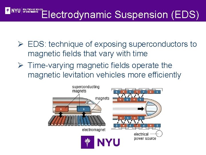 Electrodynamic Suspension (EDS) Ø EDS: technique of exposing superconductors to magnetic fields that vary