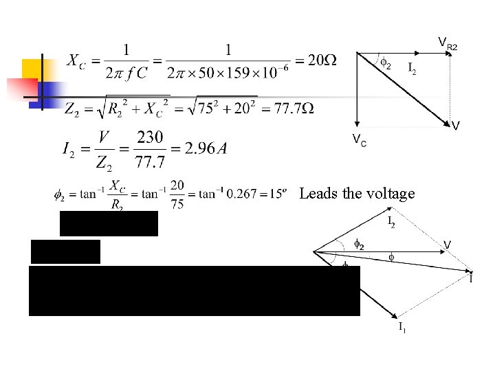 Leads the voltage Leads the voltage