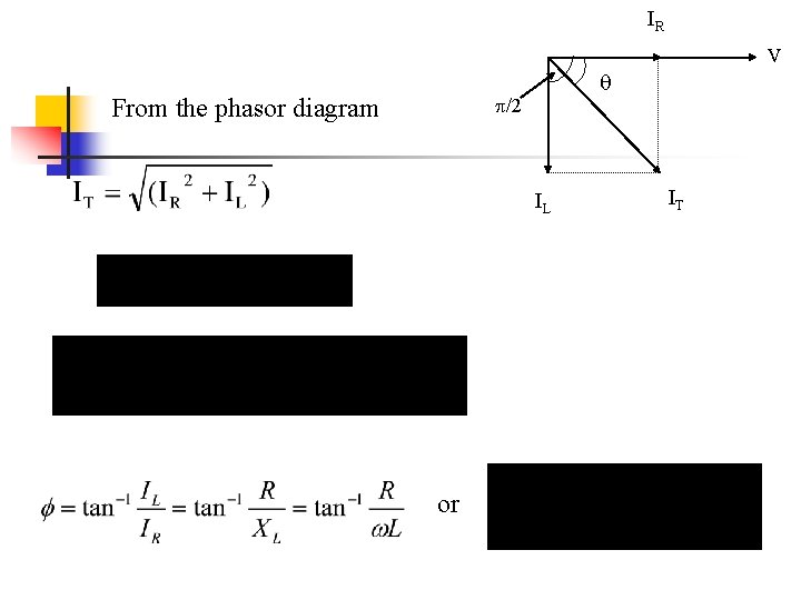 IR V /2 From the phasor diagram IL or IT IR V /2 From the phasor diagram IL or IT
