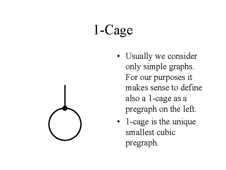 1 -Cage • Usually we consider only simple graphs. For our purposes it makes