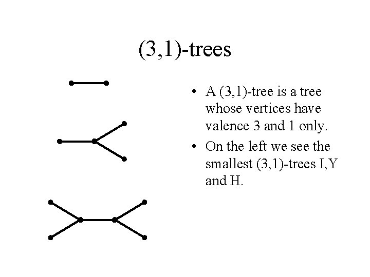 (3, 1)-trees • A (3, 1)-tree is a tree whose vertices have valence 3