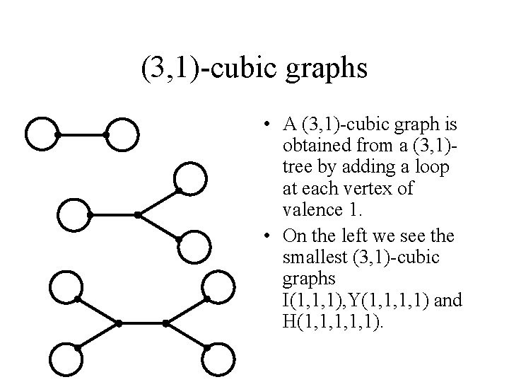 (3, 1)-cubic graphs • A (3, 1)-cubic graph is obtained from a (3, 1)tree