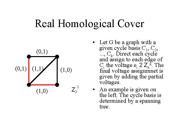 Real Homological Cover (0, 1) (1, 0) Z 2 2 • Let G be