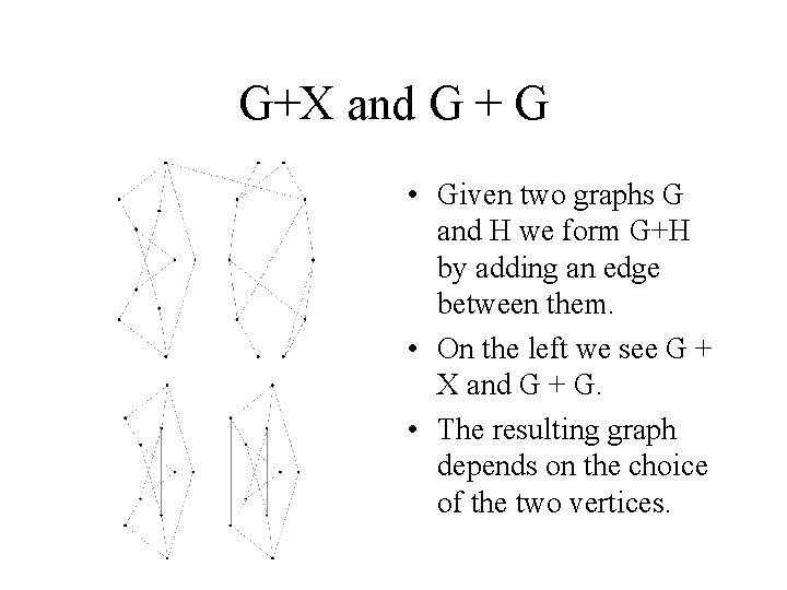 G+X and G + G • Given two graphs G and H we form