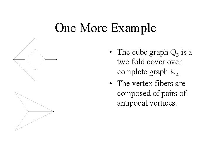 One More Example • The cube graph Q 3 is a two fold cover