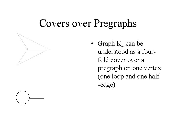 Covers over Pregraphs • Graph K 4 can be understood as a fourfold cover