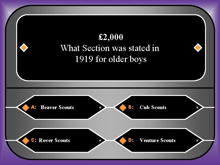 £ 2, 000 What Section was stated in 1919 for older boys A: Beaver