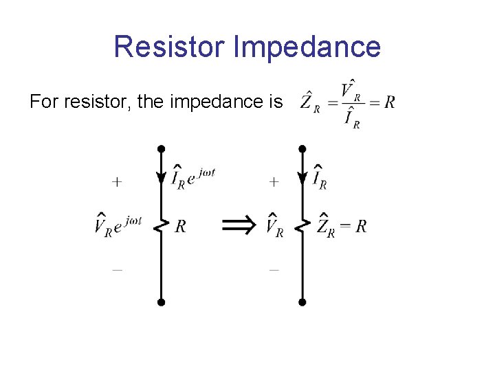 Resistor Impedance For resistor, the impedance is 