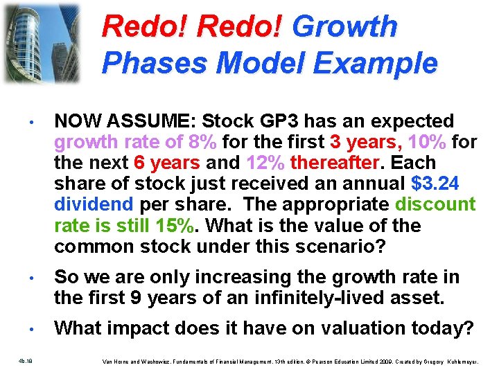 Redo! Growth Phases Model Example • NOW ASSUME: Stock GP 3 has an expected