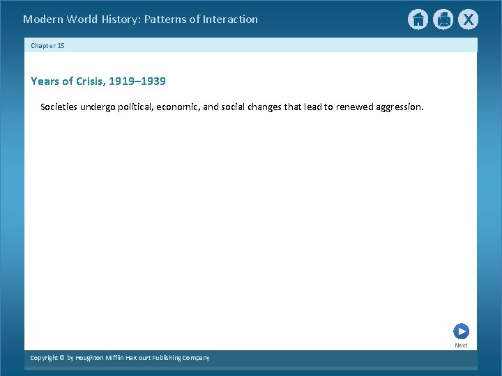  Modern World History: Patterns of Interaction Chapter 15 Years of Crisis, 1919– 1939