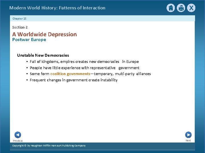  Modern World History: Patterns of Interaction Chapter 15 Section-2 A Worldwide Depression Postwar