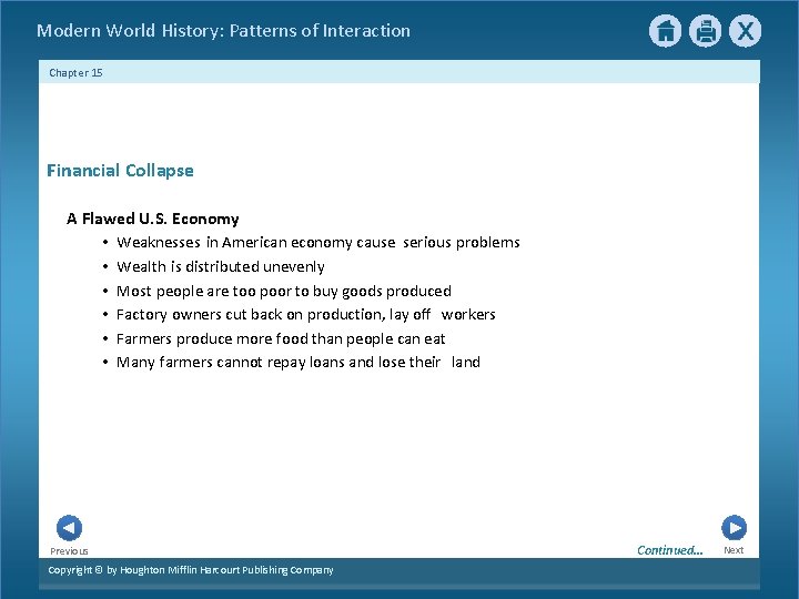  Modern World History: Patterns of Interaction Chapter 15 Financial Collapse A Flawed U.