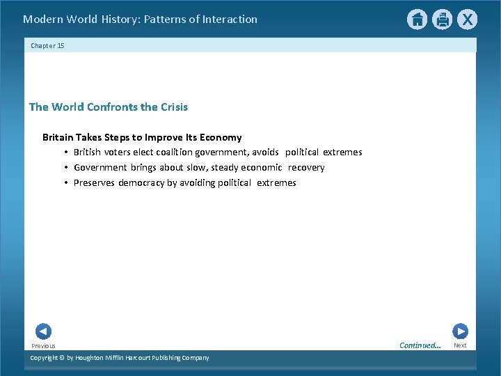  Modern World History: Patterns of Interaction Chapter 15 The World Confronts the Crisis