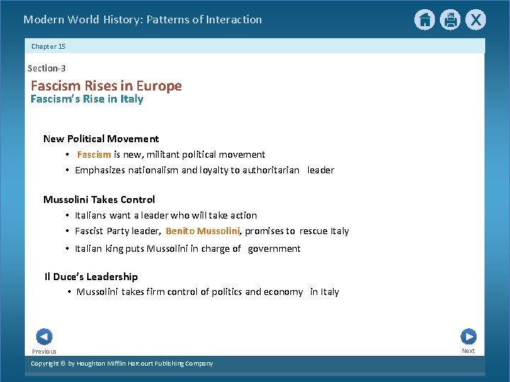  Modern World History: Patterns of Interaction Chapter 15 Section-3 Fascism Rises in Europe