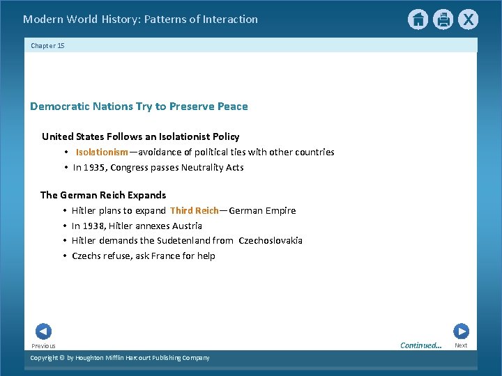  Modern World History: Patterns of Interaction Chapter 15 Democratic Nations Try to Preserve