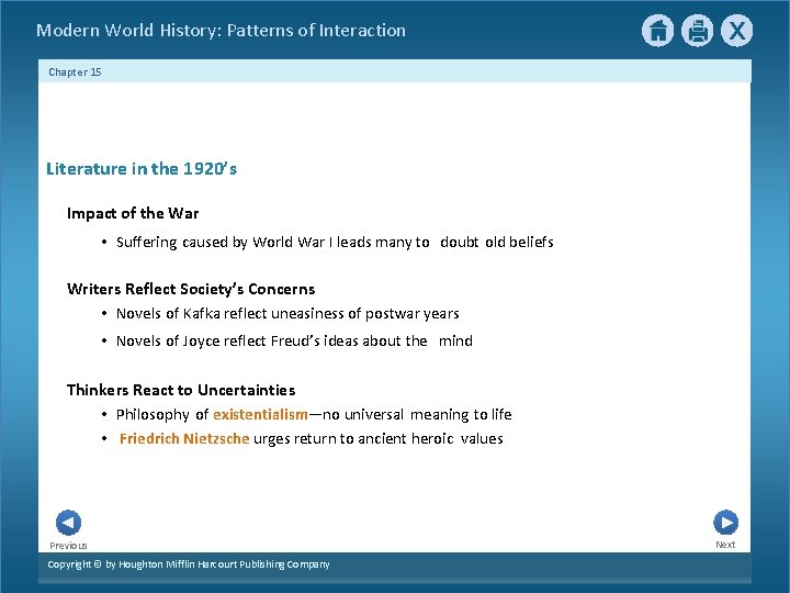  Modern World History: Patterns of Interaction Chapter 15 Literature in the 1920’s Impact