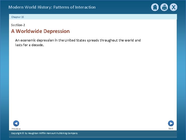  Modern World History: Patterns of Interaction Chapter 15 Section-2 A Worldwide Depression An