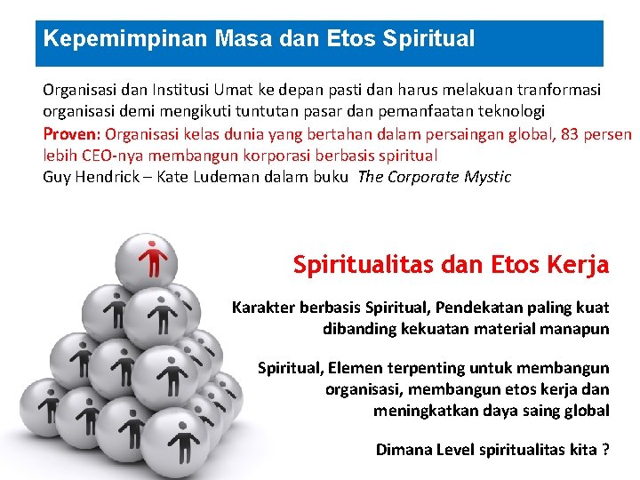 Kepemimpinan Masa dan Etos Spiritual Organisasi dan Institusi Umat ke depan pasti dan harus