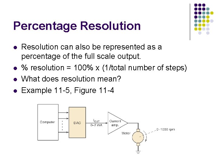 Percentage Resolution l l Resolution can also be represented as a percentage of the