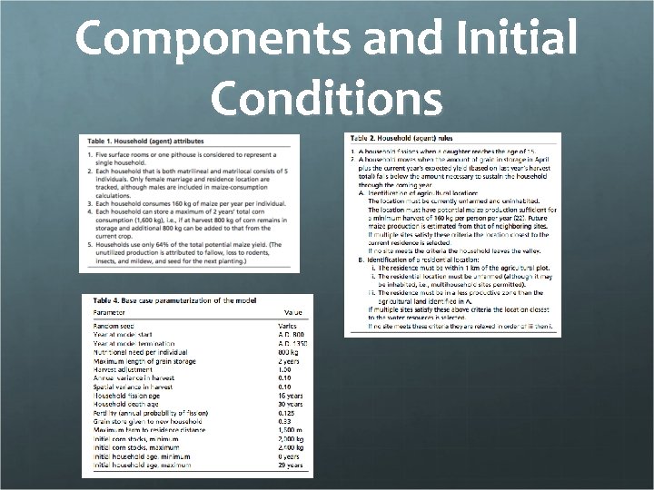 Components and Initial Conditions 