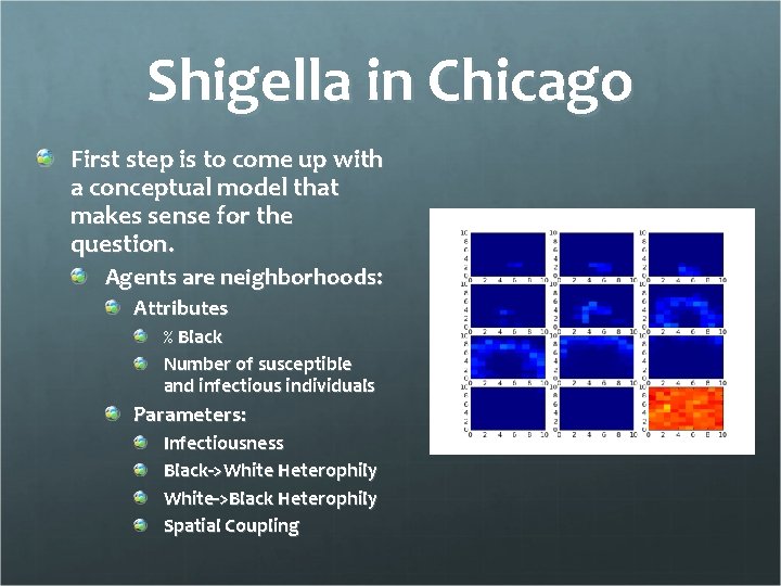 Shigella in Chicago First step is to come up with a conceptual model that