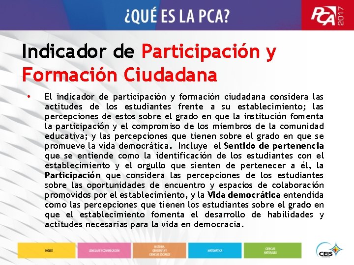 Indicador de Participación y Formación Ciudadana • El indicador de participación y formación ciudadana