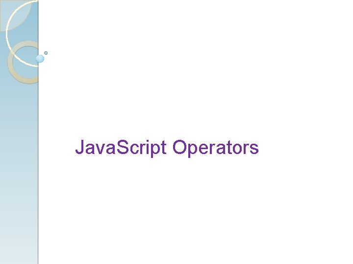Java. Script Operators 