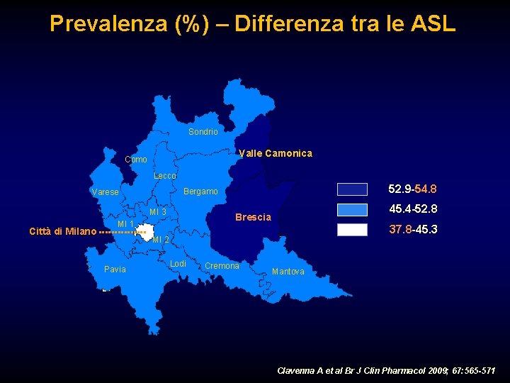 Prevalenza (%) – Differenza tra le ASL Sondrio Valle Camonica Como Lecco MI 3