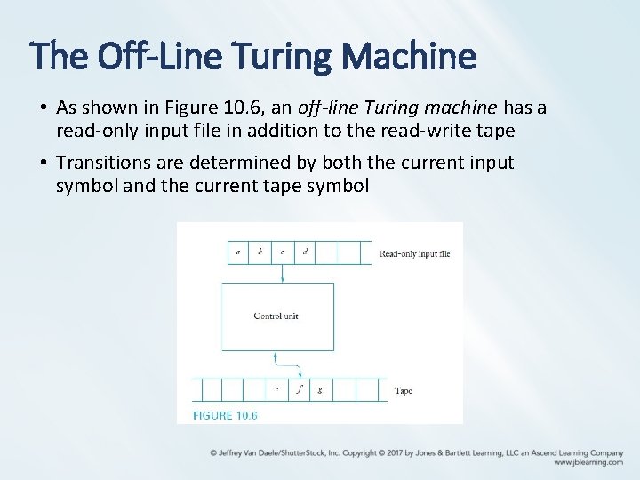 The Off-Line Turing Machine • As shown in Figure 10. 6, an off-line Turing