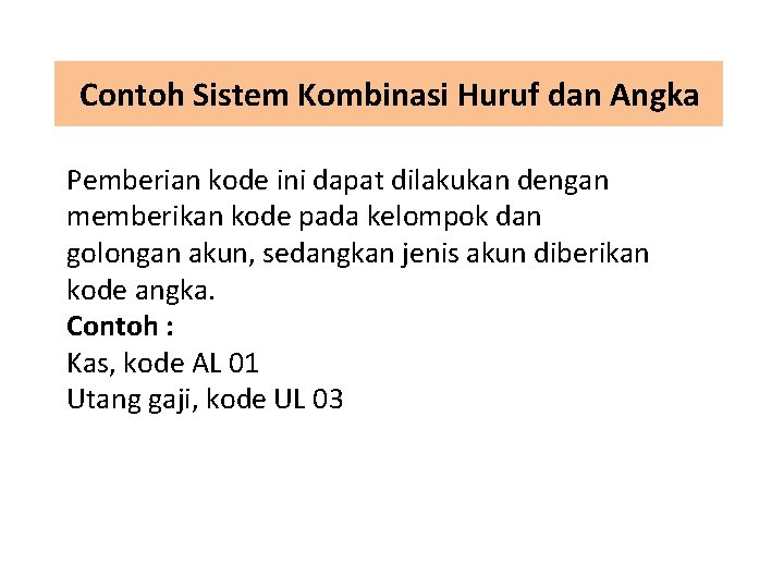 Contoh Sistem Kombinasi Huruf dan Angka Pemberian kode ini dapat dilakukan dengan memberikan kode