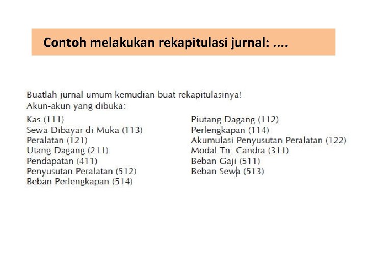 Contoh melakukan rekapitulasi jurnal: . . 