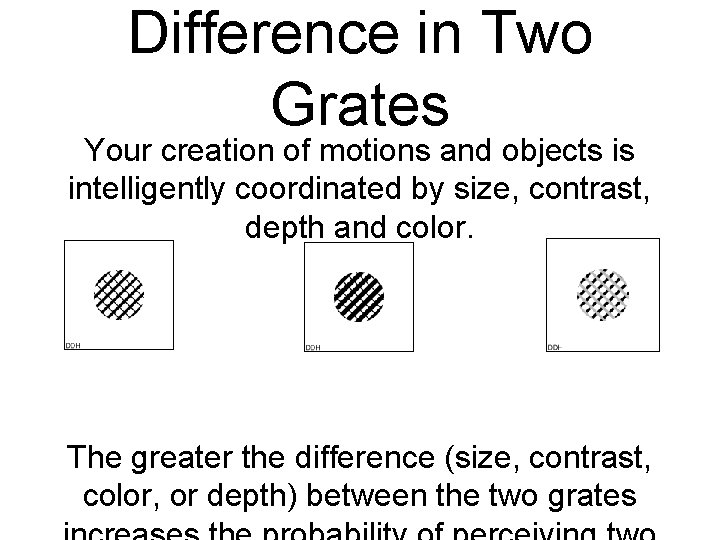 Difference in Two Grates Your creation of motions and objects is intelligently coordinated by