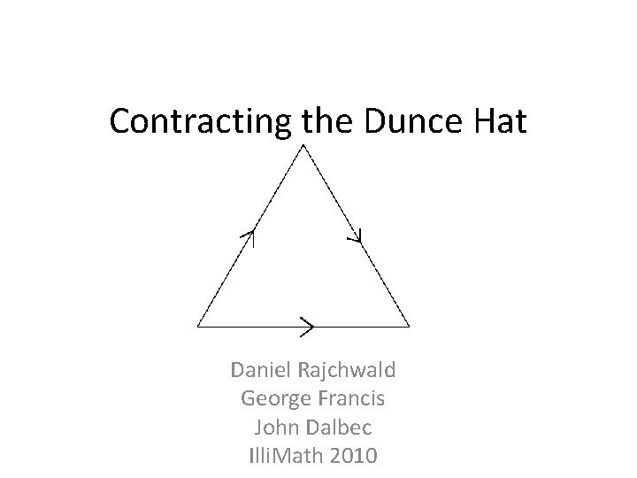 Contracting the Dunce Hat Daniel Rajchwald George Francis John Dalbec Illi. Math 2010 