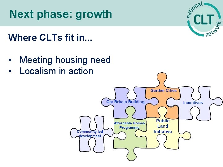 Next phase: growth Where CLTs fit in. . . • Meeting housing need •