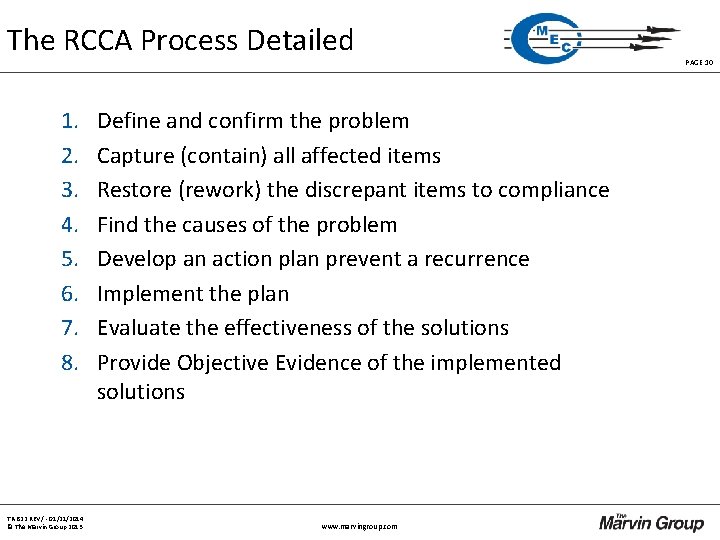The RCCA Process Detailed 1. 2. 3. 4. 5. 6. 7. 8. TR-822 REV The RCCA Process Detailed 1. 2. 3. 4. 5. 6. 7. 8. TR-822 REV