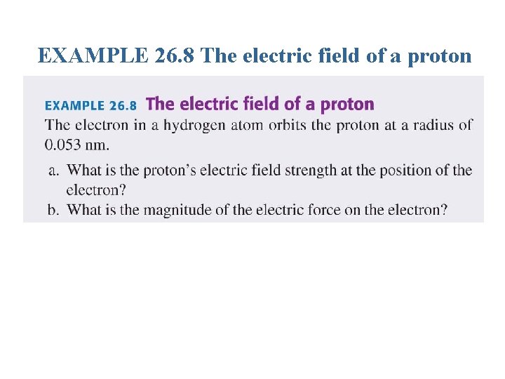 EXAMPLE 26. 8 The electric field of a proton 