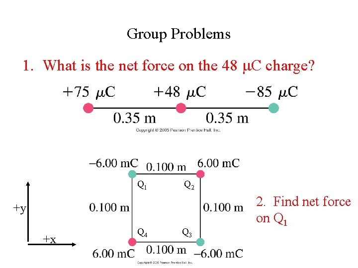 Group Problems 1. What is the net force on the 48 C charge? Q