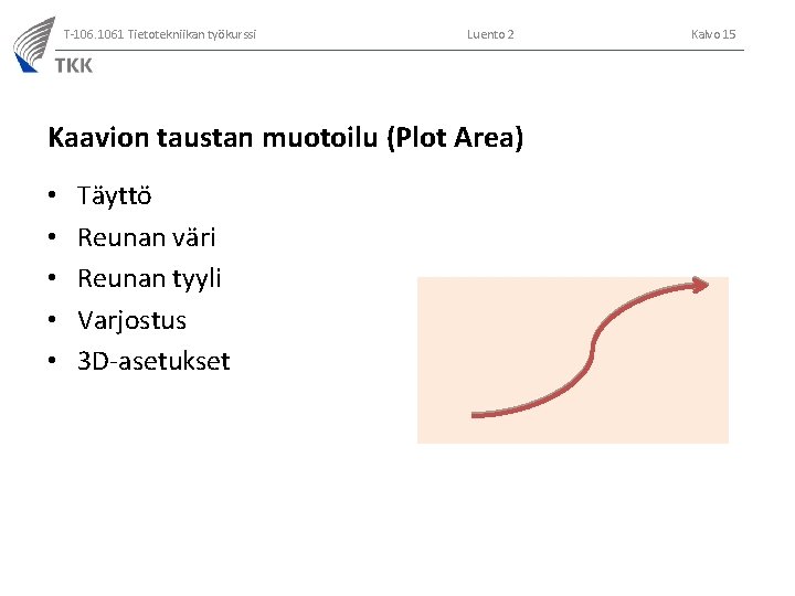 T-106. 1061 Tietotekniikan työkurssi Luento 2 Kaavion taustan muotoilu (Plot Area) • • •
