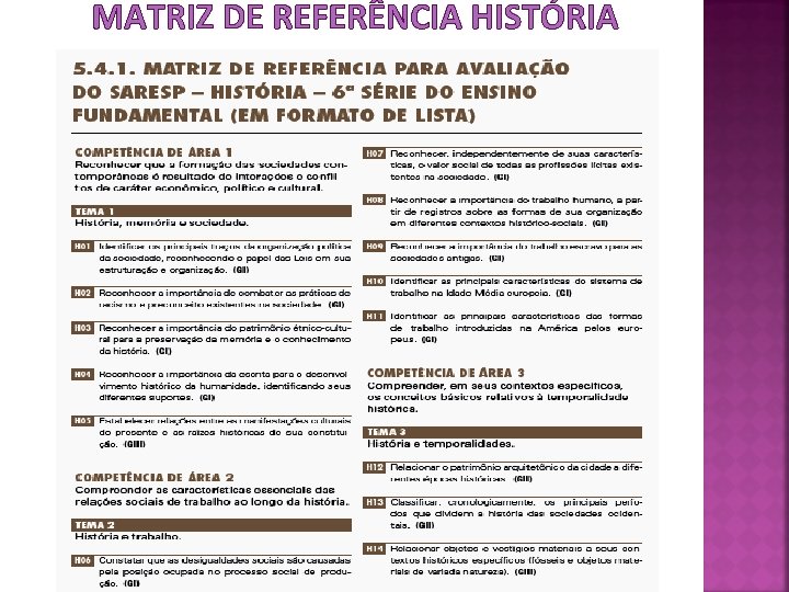 MATRIZ DE REFERÊNCIA HISTÓRIA 