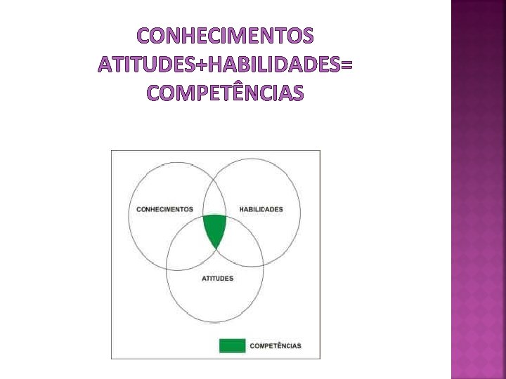 CONHECIMENTOS ATITUDES+HABILIDADES= COMPETÊNCIAS 