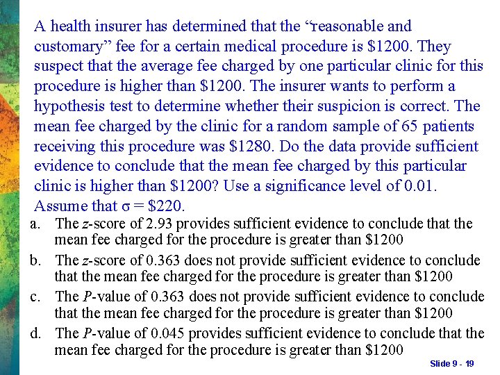 Chapter 9 Hypothesis Testing Active Learning For use