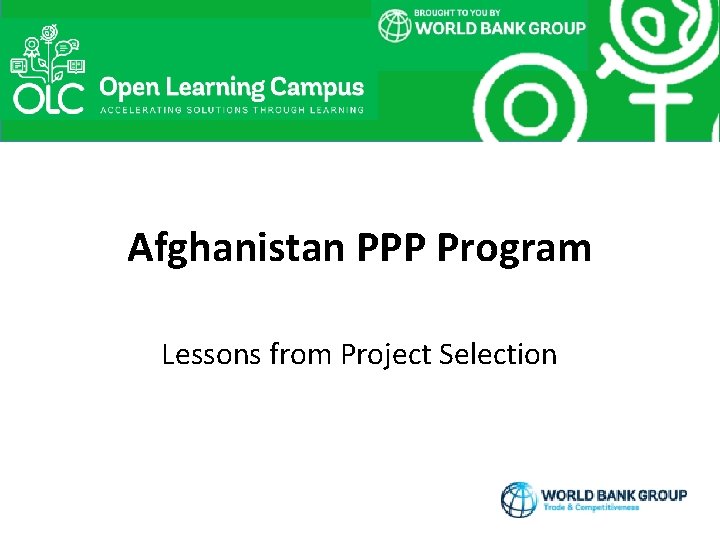 Afghanistan PPP Program Lessons from Project Selection 