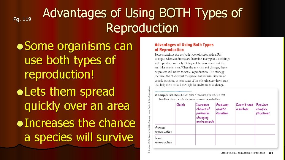 Advantages of Using BOTH Types of Reproduction l Some organisms can use both types