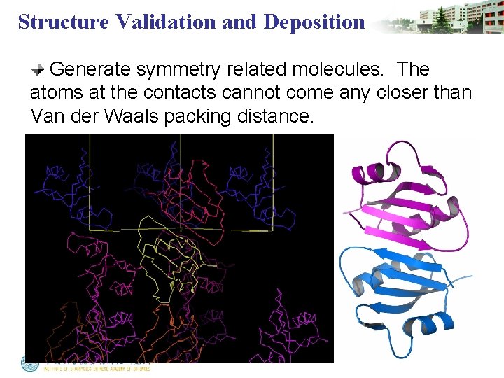 Structure Validation and Deposition Generate symmetry related molecules. The atoms at the contacts cannot