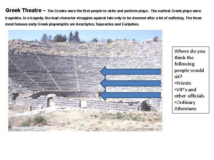 Greek Theatre – The Greeks were the first people to write and perform plays.